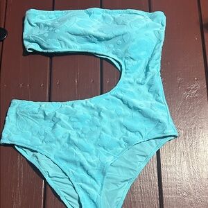 Aerie Light Blue One-Shoulder Swimsuit